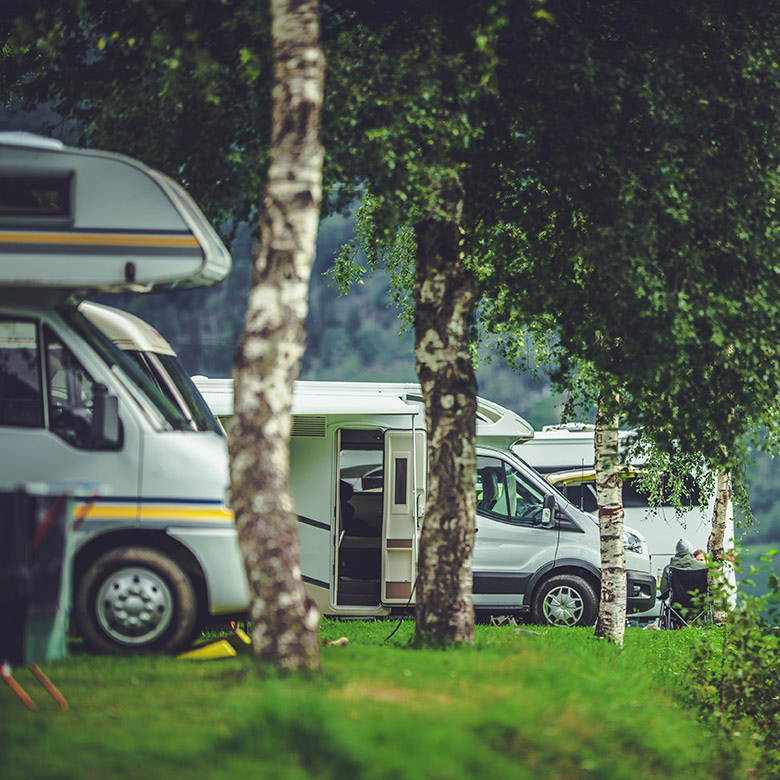 parked RV campers